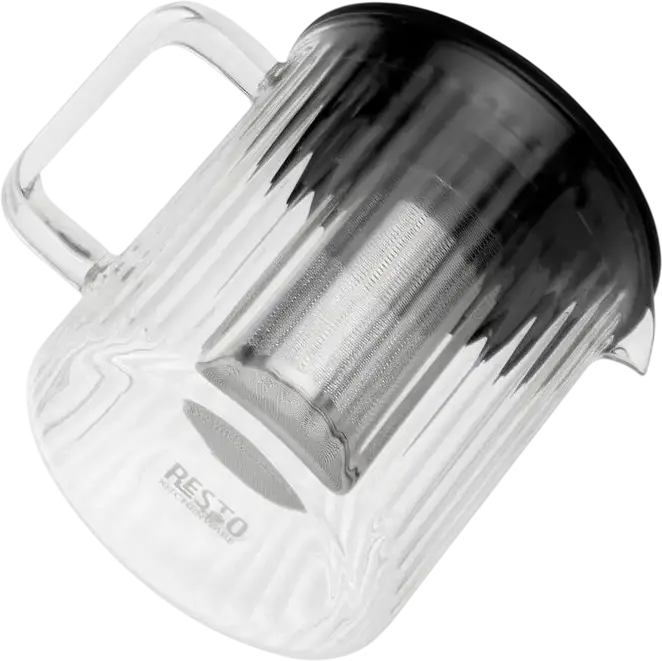 Cnastrac de ceai din sticla RESTO 90517 AIN cu infuzor din otel inoxidabil, Capacitate 1 L, Compatibil cu masina de spalat vase