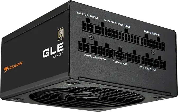 Cougar GLE 1200W Power Supply, CGR GMX-1200, 80 PLUS Gold Efficiency, ATX 3.1, Fully Modular, Active PFC, 135mm Fan, Black