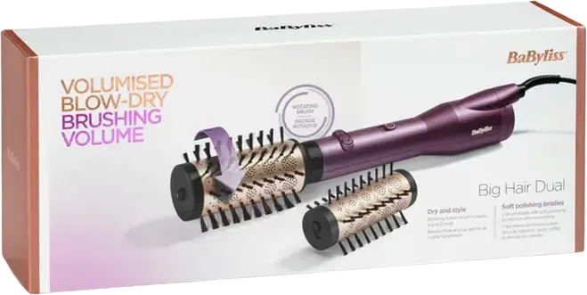 Peria Rotativă de Styling BaByliss Big Hair Dual AS950E, 650W, Tehnologie Ionică și Ceramică, Perii Interschimbabile 40mm și 50mm, Violet