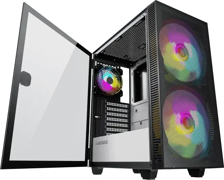 Игровой корпус Gamemax Aero Midi ATX Tower, белый внутренний цвет, закаленное стекло 4мм, 3 ARGB вентилятора (2x200мм, 1x120мм), PWM+ARGB HUB, поддержка ATX/M-ATX/ITX