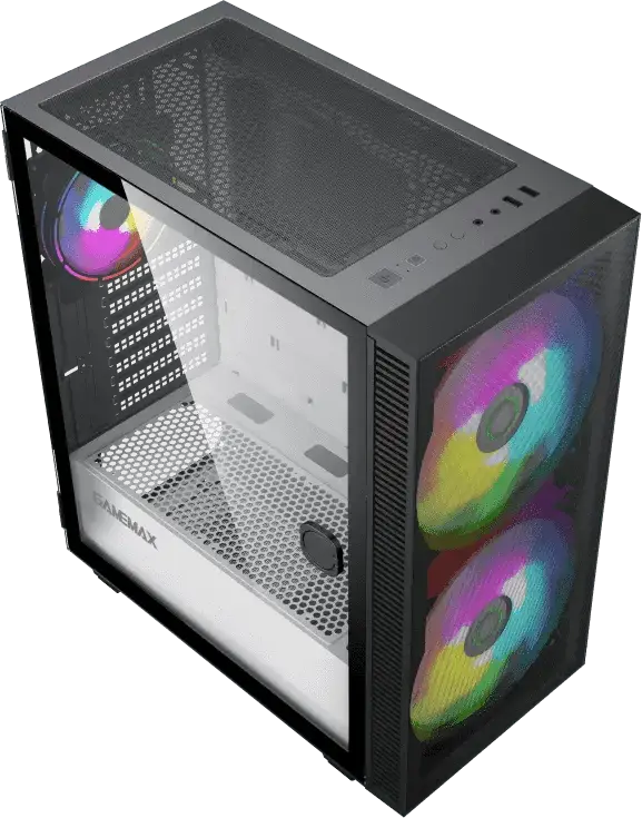 Игровой корпус Gamemax Aero Midi ATX Tower, белый внутренний цвет, закаленное стекло 4мм, 3 ARGB вентилятора (2x200мм, 1x120мм), PWM+ARGB HUB, поддержка ATX/M-ATX/ITX