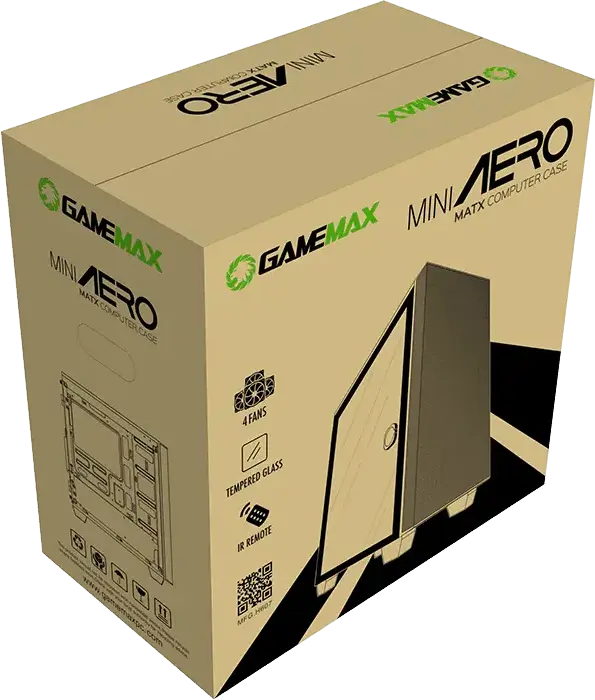 Игровой корпус Gamemax Aero Midi ATX Tower, белый внутренний цвет, закаленное стекло 4мм, 3 ARGB вентилятора (2x200мм, 1x120мм), PWM+ARGB HUB, поддержка ATX/M-ATX/ITX