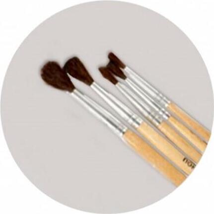 Set Pensule Prostand 7676, 5 Bucati Peri Poni/Bel Soft Hipoalergenic, Maner Lemn pentru Acuarele Guasa si Cerneala, Dimensiuni 1-5