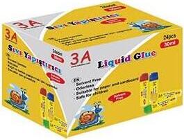 Adeziv Lichid 3A 913 30ml cu Aplicator din Burete, Lipici cu Uscare Rapida si Aderenta Puternica pentru Hartie si Carton, Scoala si Birou