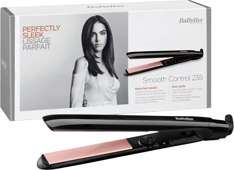 BaByliss ST298E Smooth Control Hair Straightener, Quartz-Ceramic Plates 110x24mm, 170-235°C with 13 Temp Settings, Fast Heat, Auto Shut-off, Black
