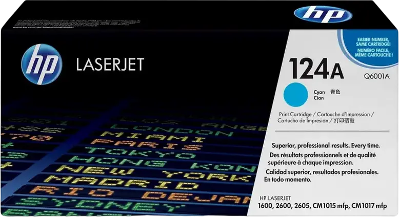 Оригинальный тонер-картридж HP 124A (Q6001A), Цвет: голубой (Cyan), ресурс до 2 000 страниц, для Color LaserJet 1600, 2600, 2605, CM1015, CM1017 MFP