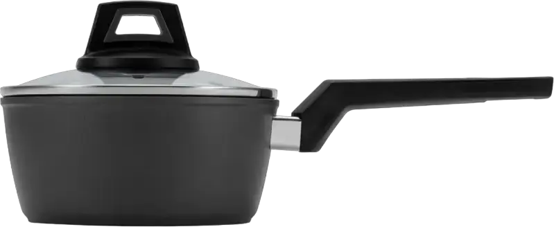 Oala Polaris Graphit-16SP cu Capac de Sticla, 1.6L Aluminiu Forjat, Strat Neaderant Silver Protect, Compatibila Inductie, Grafit, 16cm