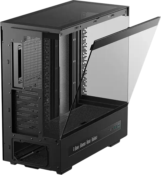 Deepcool CH690 Digital ATX Midi-Tower Fishtank Case, Black, Tempered Glass, Digital Display, Supports Rear Connector Motherboards, 420mm Radiator Support