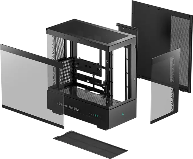 Deepcool CH690 Digital ATX Midi-Tower Fishtank Case, Black, Tempered Glass, Digital Display, Supports Rear Connector Motherboards, 420mm Radiator Support
