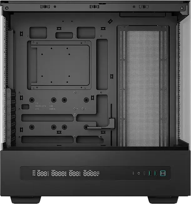 Deepcool CH690 Digital ATX Midi-Tower Fishtank Case, Black, Tempered Glass, Digital Display, Supports Rear Connector Motherboards, 420mm Radiator Support