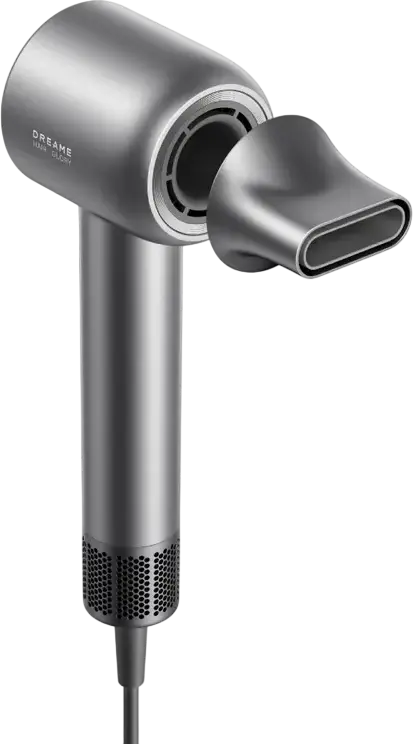Dreame Hair Glory High-Speed Hair Dryer, 1600W Brushless Motor 110,000 rpm, 300 Million Negative Ions, 4 Temp Settings, Grey, with Diffuser and Concentrator