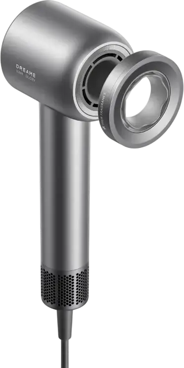 Dreame Hair Glory High-Speed Hair Dryer, 1600W Brushless Motor 110,000 rpm, 300 Million Negative Ions, 4 Temp Settings, Grey, with Diffuser and Concentrator