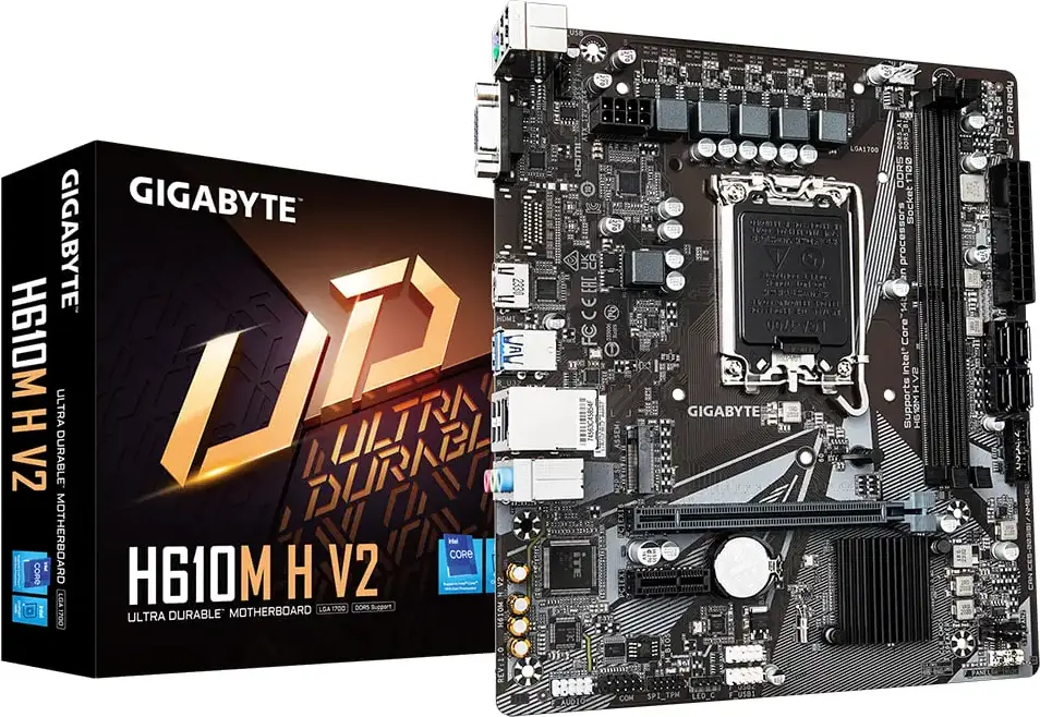 Placa de baza Gigabyte H610M H V2 Micro-ATX LGA1700 Intel H610 DDR5 5600MHz Dual Channel Memorie max 96GB M.2 PCIe Gen3 HDMI 2.1 VGA Gigabit LAN