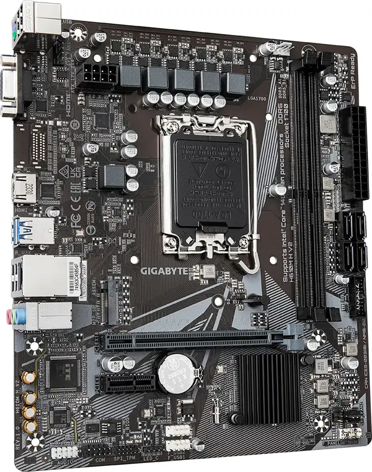 Placa de baza Gigabyte H610M H V2 Micro-ATX LGA1700 Intel H610 DDR5 5600MHz Dual Channel Memorie max 96GB M.2 PCIe Gen3 HDMI 2.1 VGA Gigabit LAN