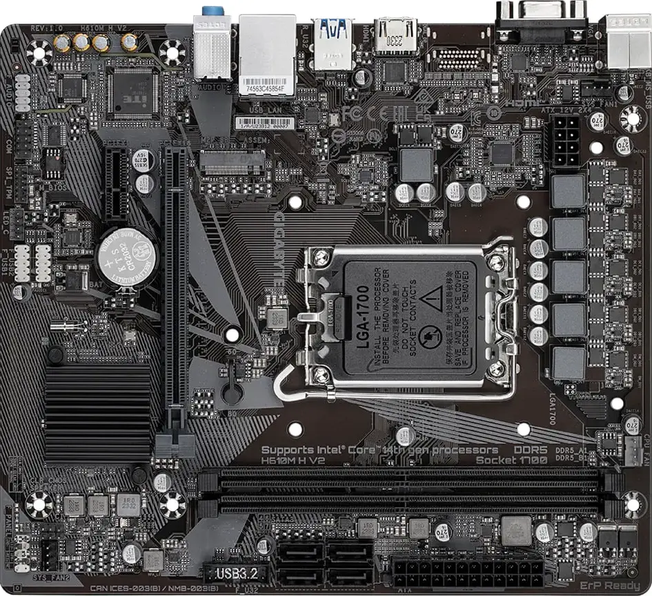 Placa de baza Gigabyte H610M H V2 Micro-ATX LGA1700 Intel H610 DDR5 5600MHz Dual Channel Memorie max 96GB M.2 PCIe Gen3 HDMI 2.1 VGA Gigabit LAN