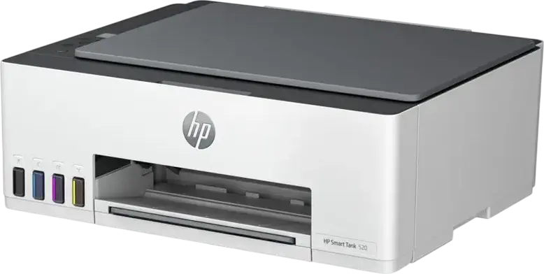 HP Smart Tank 520 All-in-One Multifunction Printer, Print Copy Scan, Thermal Inkjet, 1200x1200 dpi, Flatbed Scanner, USB 2.0, White