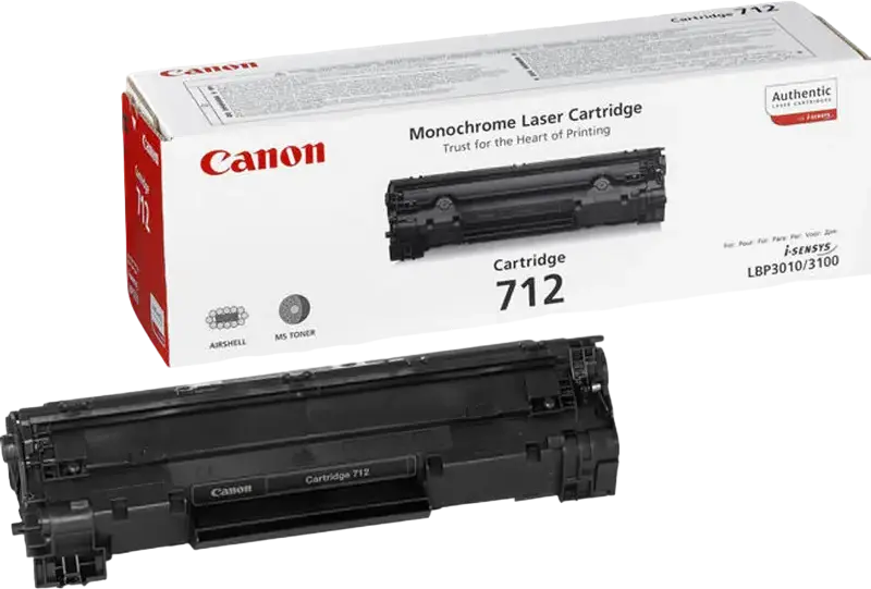 Тонер-картридж Canon Cartridge 712 (CRG-712) монохромный черный для лазерных принтеров i-SENSYS LBP3100, LBP3010, LBP301, ресурс 1500 страниц, 1870B002AA