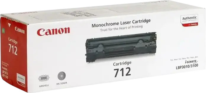 Тонер-картридж Canon Cartridge 712 (CRG-712) монохромный черный для лазерных принтеров i-SENSYS LBP3100, LBP3010, LBP301, ресурс 1500 страниц, 1870B002AA