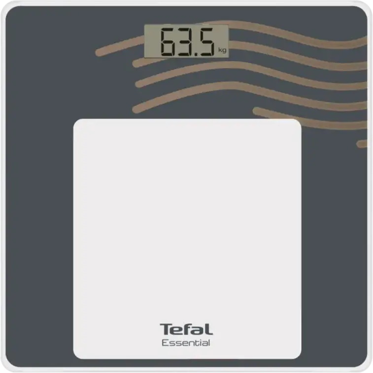 Tefal PP1330V0 Essential Digital Body Scale, Tempered Glass Platform, 150 kg Max Capacity, 0.1 kg Precision, LCD Display, Grey