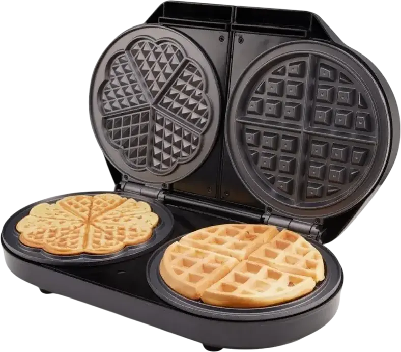 Gorenje WM1400SB Waffle Maker, 1400W, Non-stick Dual-style Plates (Heart & Square), 5 Temperature Modes, Dual Control Knobs, Black