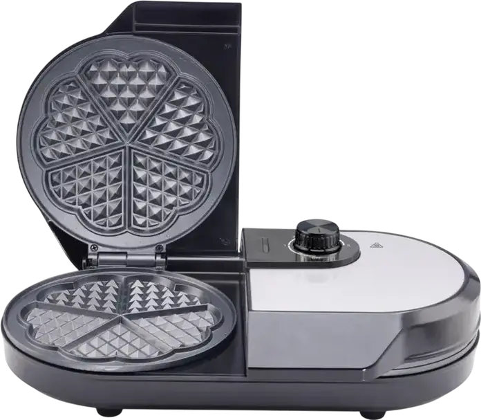 Gorenje WM1400SB Waffle Maker, 1400W, Non-stick Dual-style Plates (Heart & Square), 5 Temperature Modes, Dual Control Knobs, Black