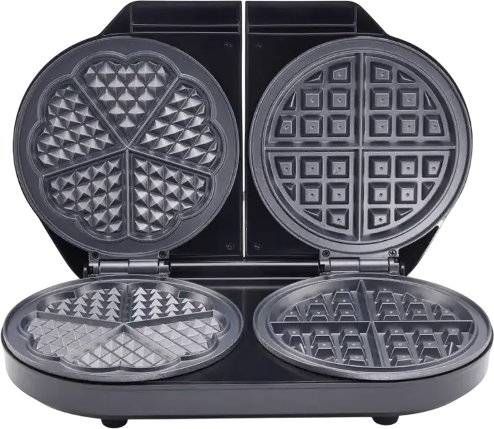 Gorenje WM1400SB Waffle Maker, 1400W, Non-stick Dual-style Plates (Heart & Square), 5 Temperature Modes, Dual Control Knobs, Black