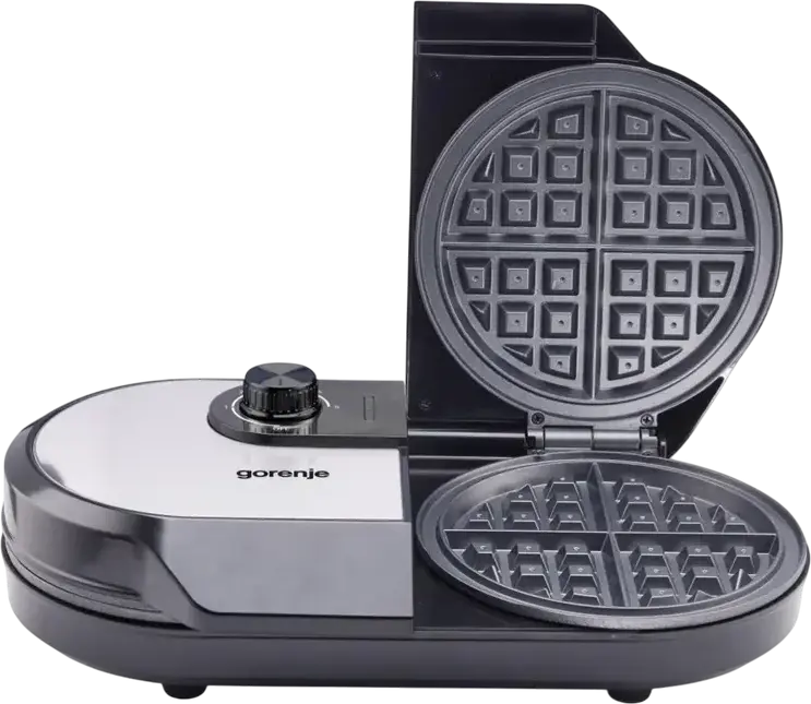 Gorenje WM1400SB Waffle Maker, 1400W, Non-stick Dual-style Plates (Heart & Square), 5 Temperature Modes, Dual Control Knobs, Black