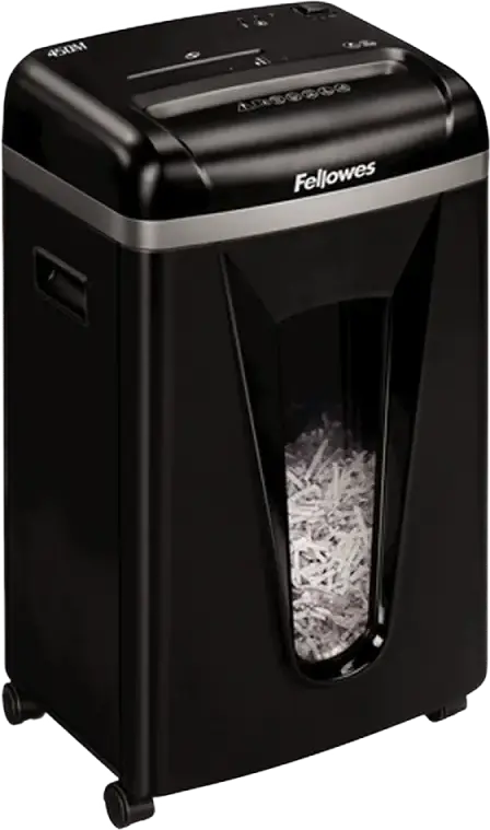 Fellowes Powershred 450M Micro-cut Office Shredder, P-5 Security, 2x12mm Cut, 22L Bin, Shreds Paper, Cards, Staples, Silent Shred, Black, 4074101