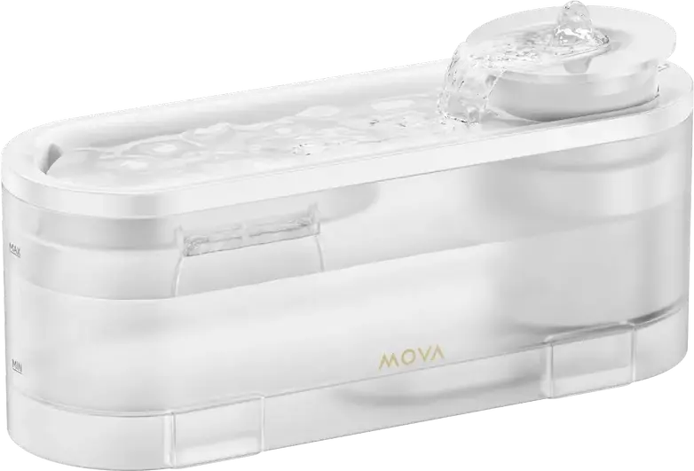Fântână de Apă Automată pentru Animale Mova WF10 Pro, Capacitate 1.5L, Pompă Wireless, 3 Moduri de Flux, Filtrare Multi-strat, Rezistentă IPX4, Albă