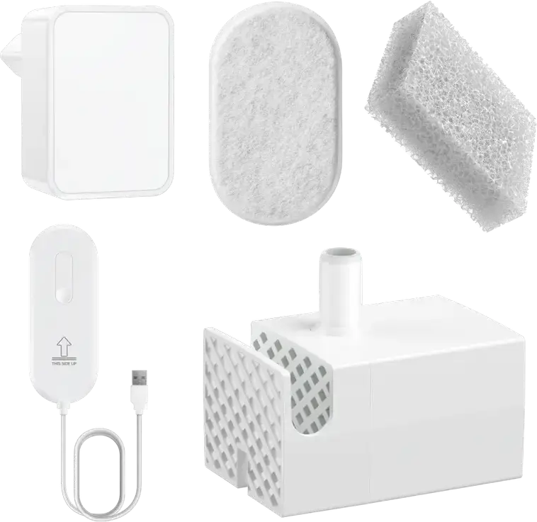 Fântână de Apă Automată pentru Animale Mova WF10 Pro, Capacitate 1.5L, Pompă Wireless, 3 Moduri de Flux, Filtrare Multi-strat, Rezistentă IPX4, Albă