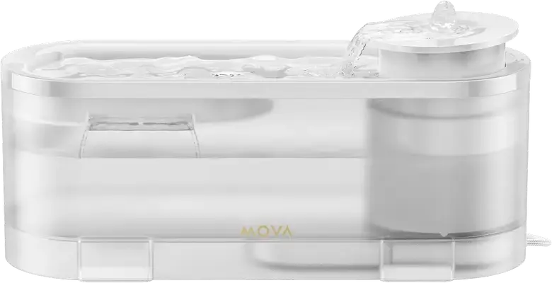 Fântână de Apă Automată pentru Animale Mova WF10 Pro, Capacitate 1.5L, Pompă Wireless, 3 Moduri de Flux, Filtrare Multi-strat, Rezistentă IPX4, Albă