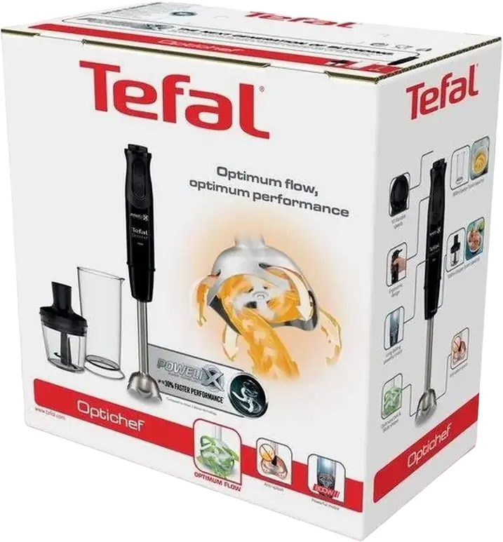 Tefal OptiChef HB641838 Hand Blender, 800W Immersion Blender with Powelix Blades, 10 Speed Levels, Turbo & Impulse Modes, 0.5L Chopper and 0.8L Beaker