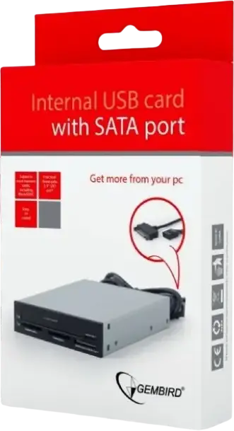 Gembird FDI2-ALLIN1-03 Internal Card Reader with 2.5" SATA HDD/SSD Bay, 3.5" Drive Bay Fit, SD MMC MicroSD MS Support, Grey