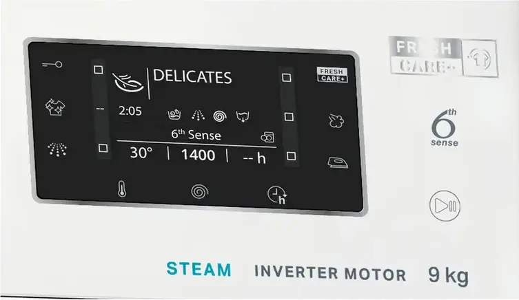 Whirlpool FFD 9489 BCV EE Front-Load Washing Machine, 9 kg, 1400 rpm, Inverter Motor, 6th Sense, FreshCare+, Steam Hygiene & Refresh, White/Black