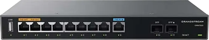 VPN-маршрутизатор Grandstream GWN7003 Multi-WAN Gigabit, 9 портов Gigabit Ethernet, 2 порта SFP 2.5G, 512МБ ОЗУ, поддержка PoE, настольный/настенный, черный