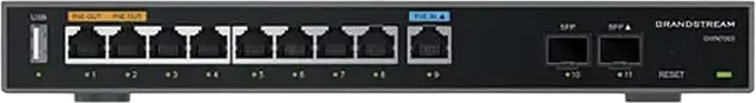 VPN-маршрутизатор Grandstream GWN7003 Multi-WAN Gigabit, 9 портов Gigabit Ethernet, 2 порта SFP 2.5G, 512МБ ОЗУ, поддержка PoE, настольный/настенный, черный