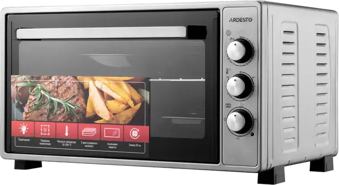Ardesto MEO-N48GR Freestanding Electric Oven, 48L Capacity, 1700W Power, 50-320°C Temperature Range, Timer with Auto Shut-off, Gray
