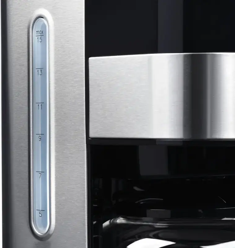 Ardesto FCM-D3100 Drip Coffee Maker, 900W, 1.5L Capacity, 15 Cups, Programmable 24h Timer, LCD Display, Anti-Drip, Reusable Filter, Black/Metal