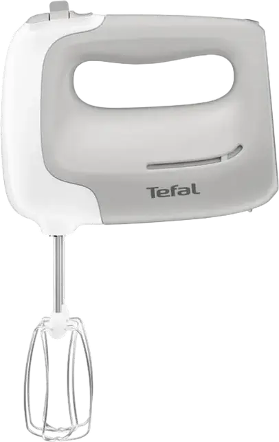 Mixer vertical Tefal Prep'Mix HT450B38, 450W, 5 Viteze cu Mod Turbo, Carcasă Plastic Alb, include 2 Teluri și 2 Cârlige pentru Aluat