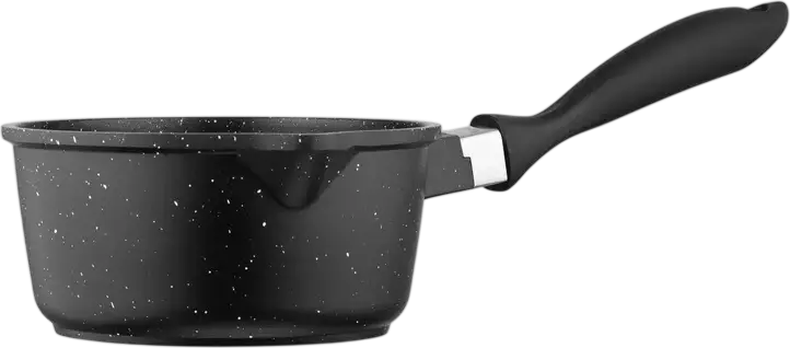 Ardesto AR2412GES Gemini Anzio Cast Aluminum Saucepan with Glass Lid, 1.4L, 16cm, PFLUON Double-Layer Non-Stick Marble Coating, Black