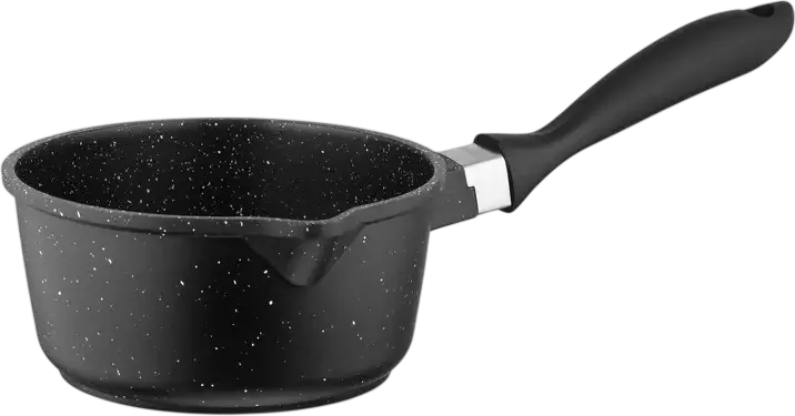 Ardesto AR2412GES Gemini Anzio Cast Aluminum Saucepan with Glass Lid, 1.4L, 16cm, PFLUON Double-Layer Non-Stick Marble Coating, Black
