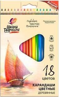Creioane color Scoala Creatie din lemn triunghiular 18 cul  30C 1807-08  Луч