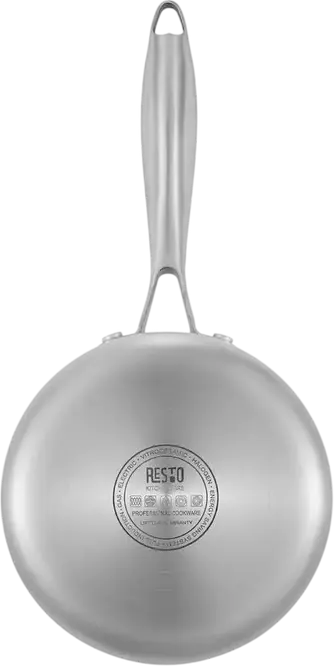 Resto Corvus 95022 Stainless Steel Tri-Ply Saucepan, 1.4L, 16cm Diameter, Induction Compatible, Internal Volume Markings, Grey