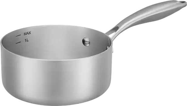 Resto Corvus 95022 Stainless Steel Tri-Ply Saucepan, 1.4L, 16cm Diameter, Induction Compatible, Internal Volume Markings, Grey
