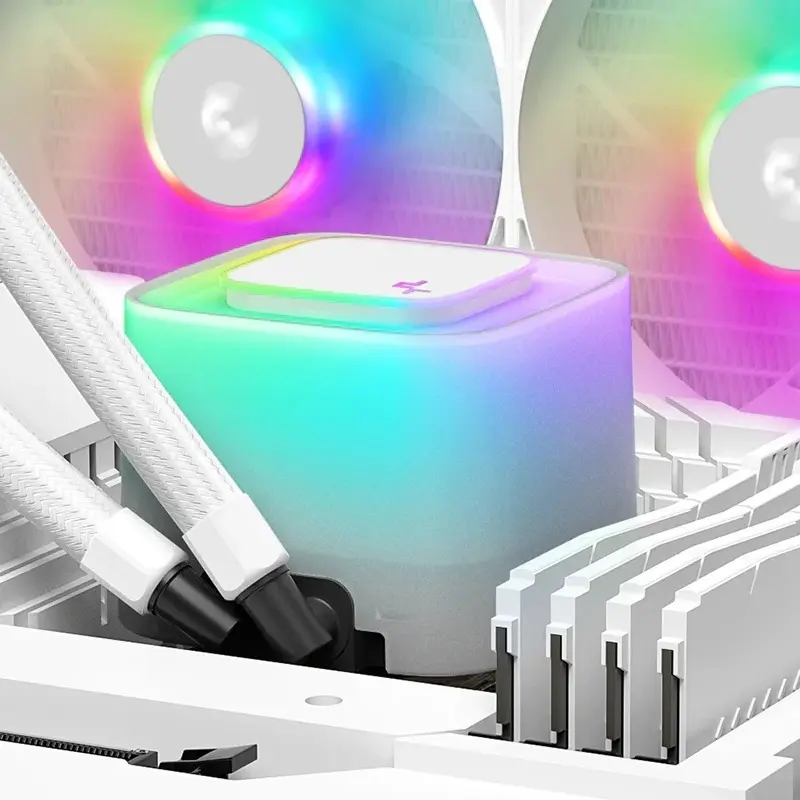Cooler CPU Lichid AIO Deepcool LE240 V2 Alb, Radiator Aluminiu 240mm, Dual Ventilatoare 120mm PWM, Iluminare ARGB, Intel LGA 1851/1700/1200/115x, AMD AM5/AM4