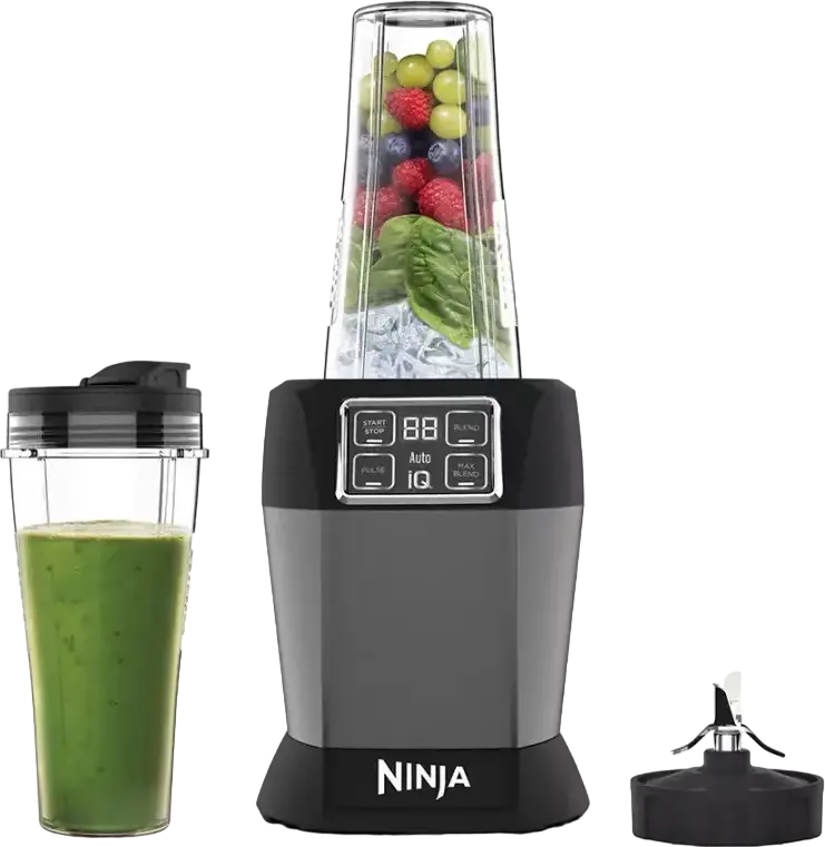 Персональный стационарный блендер Ninja BN495EU, 1000 Вт, объем 0.7 л, программы Auto-iQ, стальные лезвия Pro Extractor, LCD-дисплей, черный/серебристый