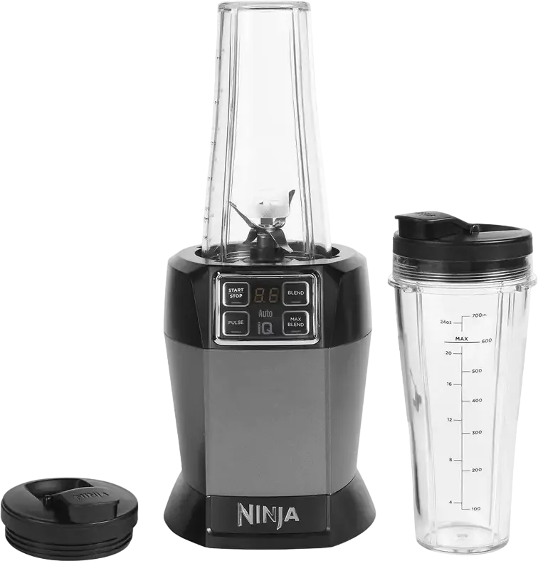 Персональный стационарный блендер Ninja BN495EU, 1000 Вт, объем 0.7 л, программы Auto-iQ, стальные лезвия Pro Extractor, LCD-дисплей, черный/серебристый