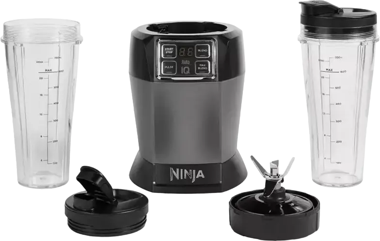 Персональный стационарный блендер Ninja BN495EU, 1000 Вт, объем 0.7 л, программы Auto-iQ, стальные лезвия Pro Extractor, LCD-дисплей, черный/серебристый