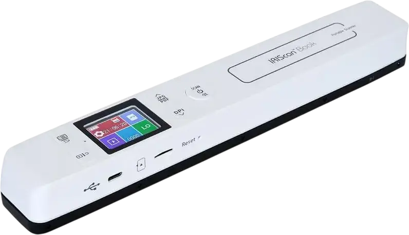 IRIScan Book 7 Dyslexic Portable Wand Scanner, A4 Color CIS, 1050 dpi, USB-C, MicroSD, Readiris OCR & Dyslexic Text-to-Speech Software, White