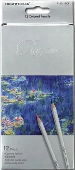 Цветные карандаши MARCO Raffine 7100-12CB, мягкий прочный грифель 3.2 мм, шестигранный корпус из высококачественного дерева, серебристый цвет для рисования